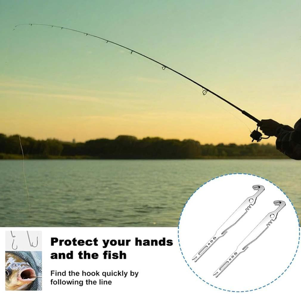 Fishing Hook Remover - 6-in-1 roestvrijstalen haakverwijderaar, knoopbindgereedschap, visgereedschap, knoopbindgereedschap/haakverwijderaar,