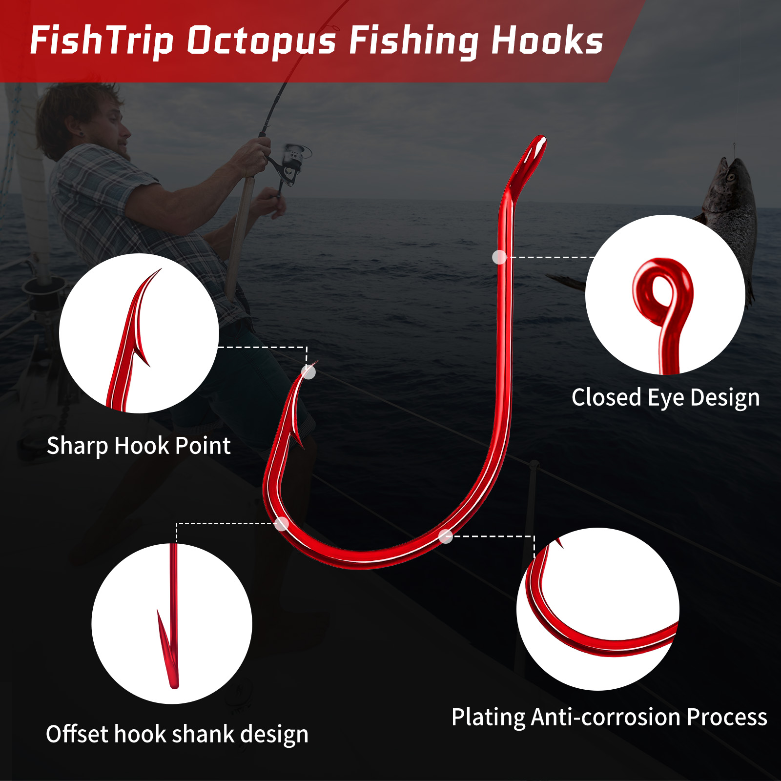 9KM 100 Stuks Octopushaak Rood - Fishing Hook Circle recensie en prijs