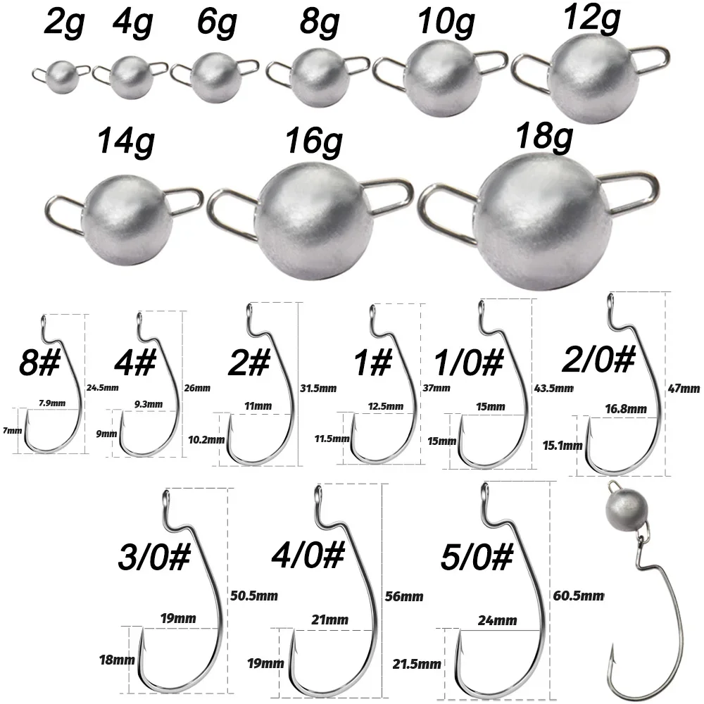5 stks Metalen Jig Head Worm H - Fishing Hook Weedless recensie en prijs